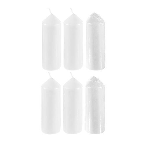 Ivory 6PCS Mega Candles Unscented 3"x 9" Round Dome Top Pillar Candle